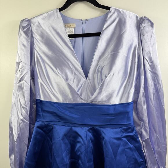 TS Couture New Colorblock Blue Maxi Gown Puff Sleeve Castlecore Evening HOCO - Picture 9 of 16